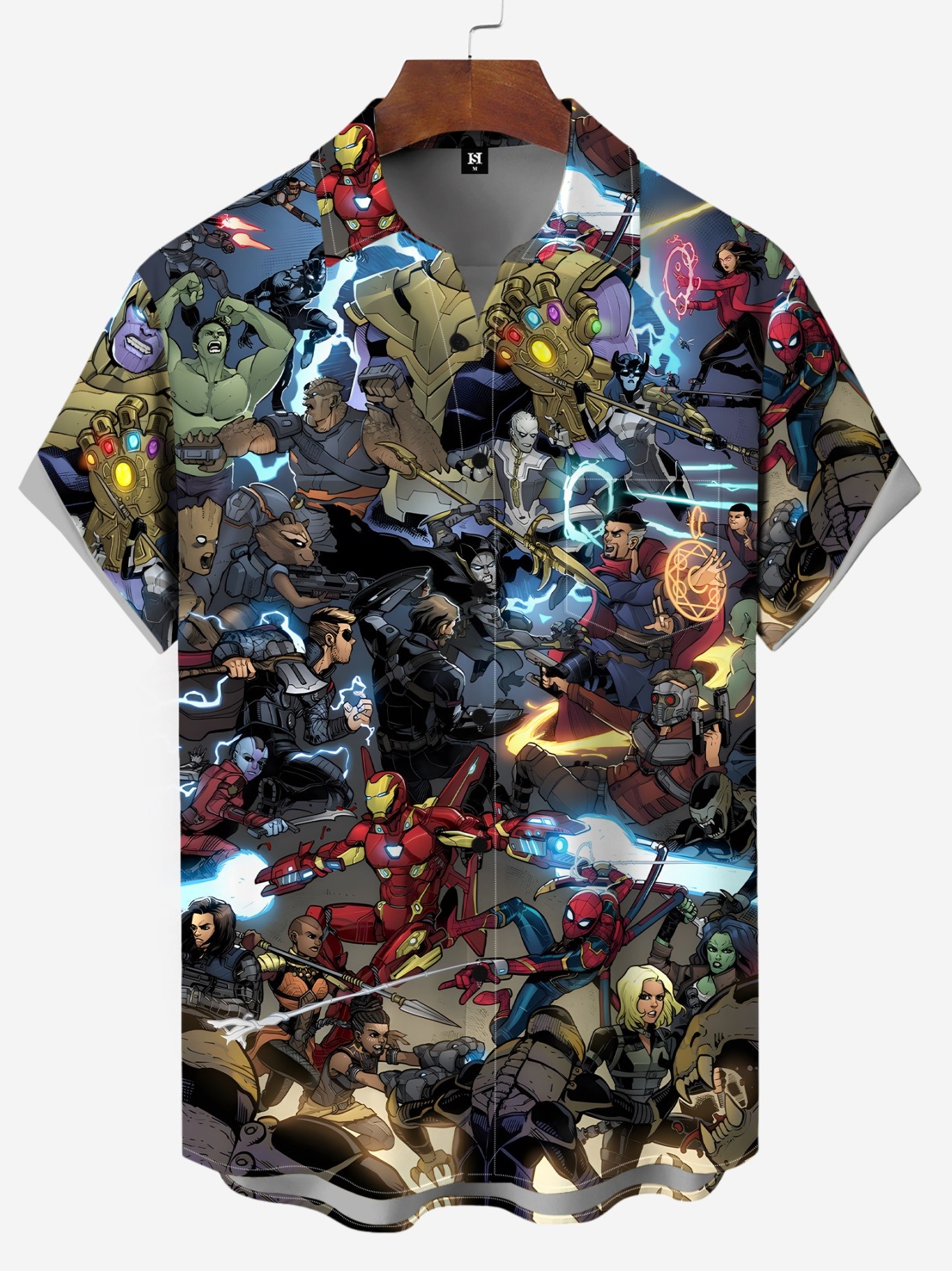 Men's Comic Printed Short Sleeved Shirt 3012